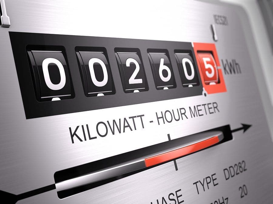 Energy meter displaying consumption data