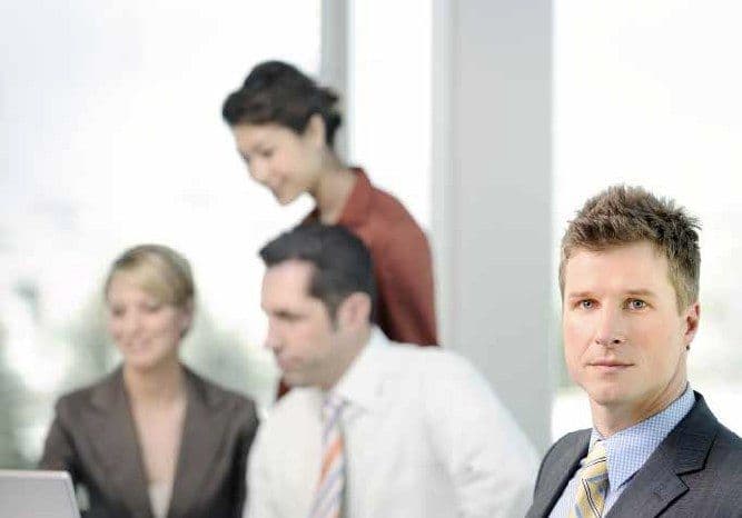 Senior leadership team in a professional business meeting