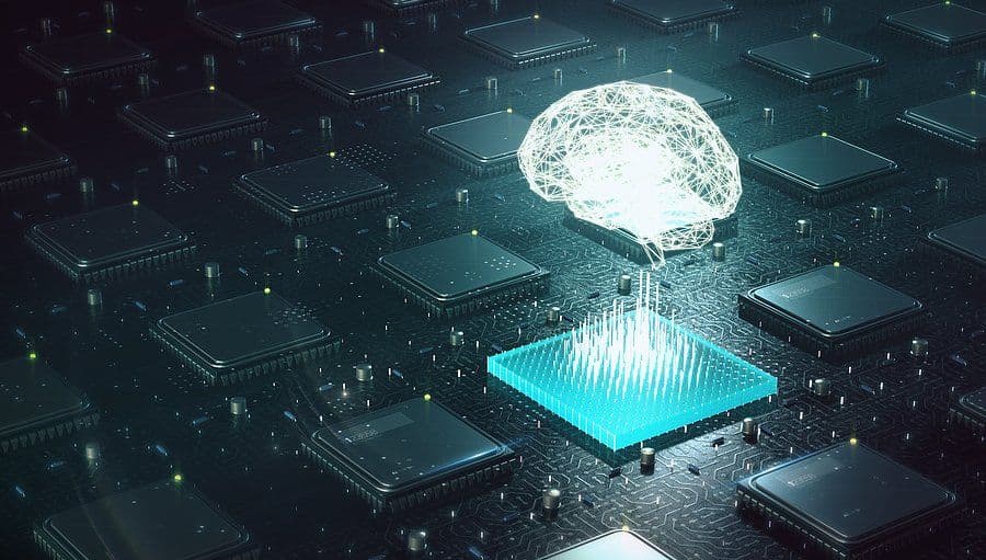 Advanced AI technology visualization with neural network